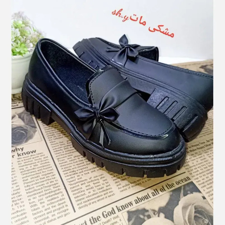 لوفر زنانه پاپیونی پاشنه 5 سانت بیاله مات و براق سایز 37 تا 40
