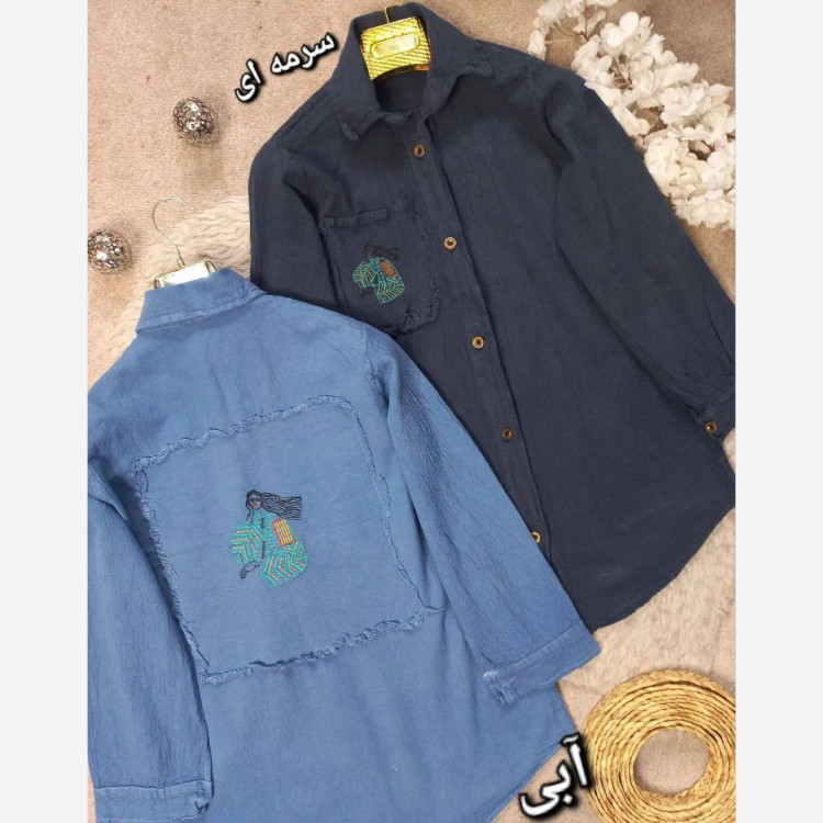 شومیز دخترانه گلدوزی شده الیاف طبیعی فری سایز 38 تا 46
