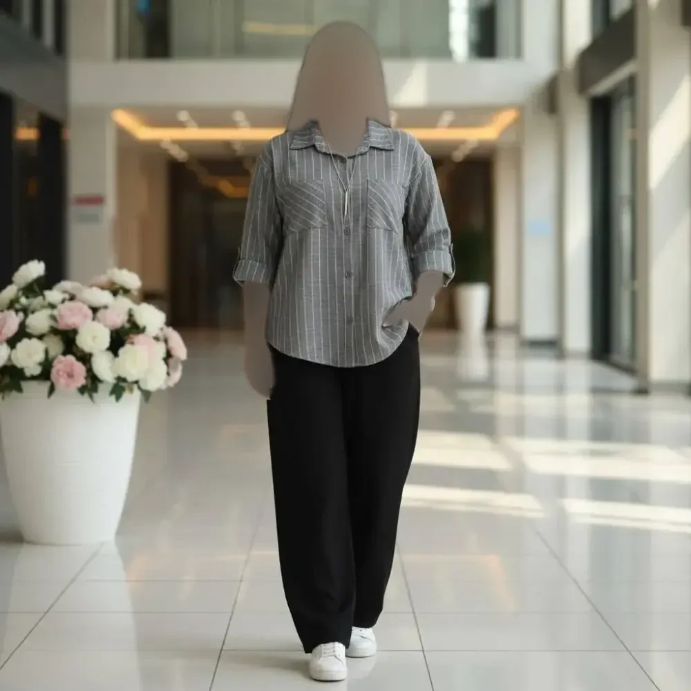 مانتو دو جیب زنانه جنس لینن نخ درجه یک فری سایز