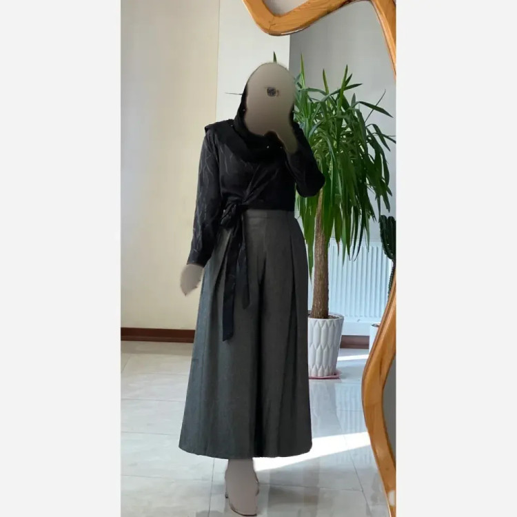 شلوار دامنی زنانه مدل ژاله جنس کرپ فاستونی درجه یک فری سایز