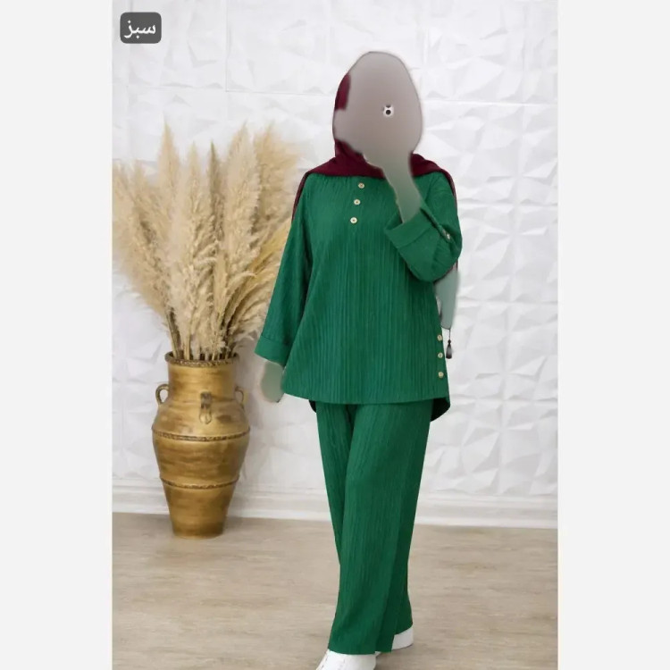 ست شومیز و شلوار بگ زنانه پارچه شانتون صوفیا فری سایز مناسب 38 تا 48