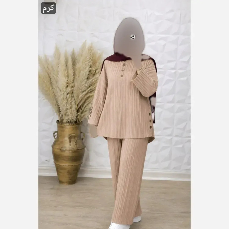 ست شومیز و شلوار بگ زنانه پارچه شانتون صوفیا فری سایز مناسب 38 تا 48