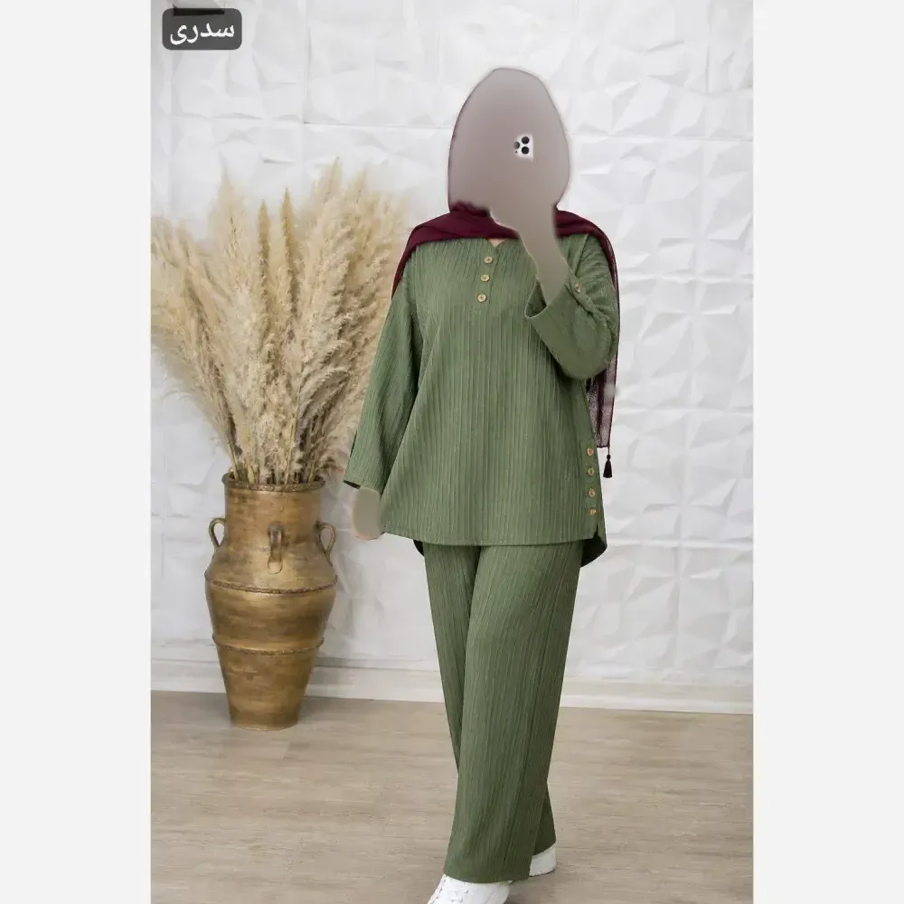 ست شومیز و شلوار بگ زنانه پارچه شانتون صوفیا فری سایز مناسب 38 تا 48