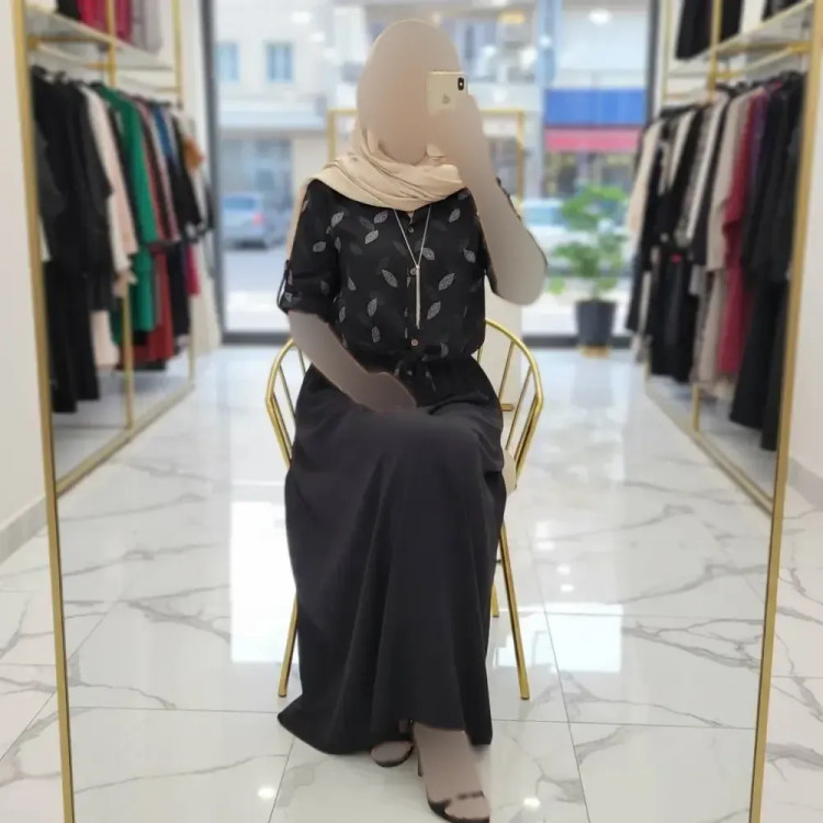 ست شومیز گره ای و دامن زنانه جنس شانتون فری سایز