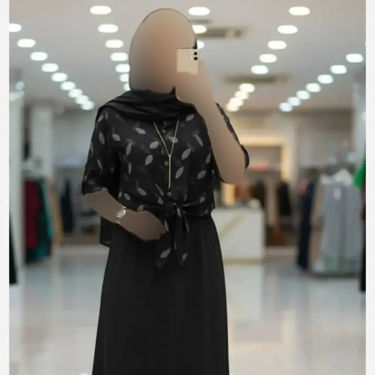 ست شومیز گره ای و دامن زنانه جنس شانتون فری سایز