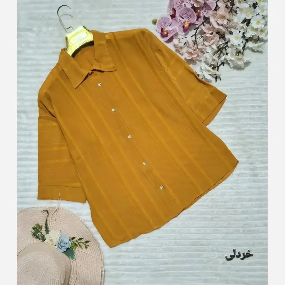 شومیز باکسی زنانه جنس شنل لخت آستین سه ربع فری سایز