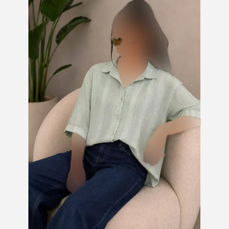 شومیز باکسی زنانه جنس شنل لخت آستین سه ربع فری سایز