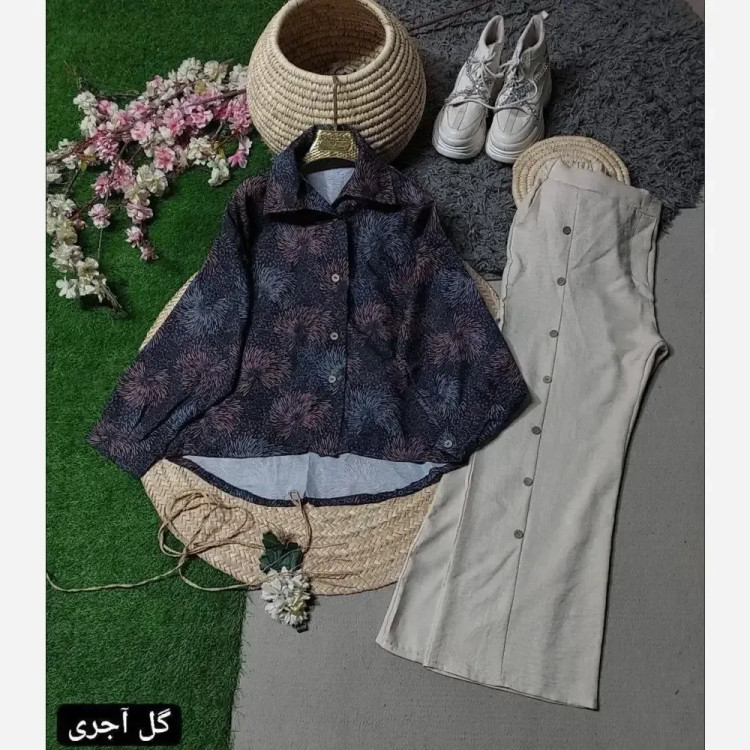 ست شومیز و شلوار هاوایی زنانه جنس اسکاچی و صوفیا سایز 38 تا 46