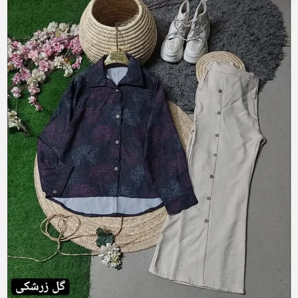 ست شومیز و شلوار هاوایی زنانه جنس اسکاچی و صوفیا سایز 38 تا 46
