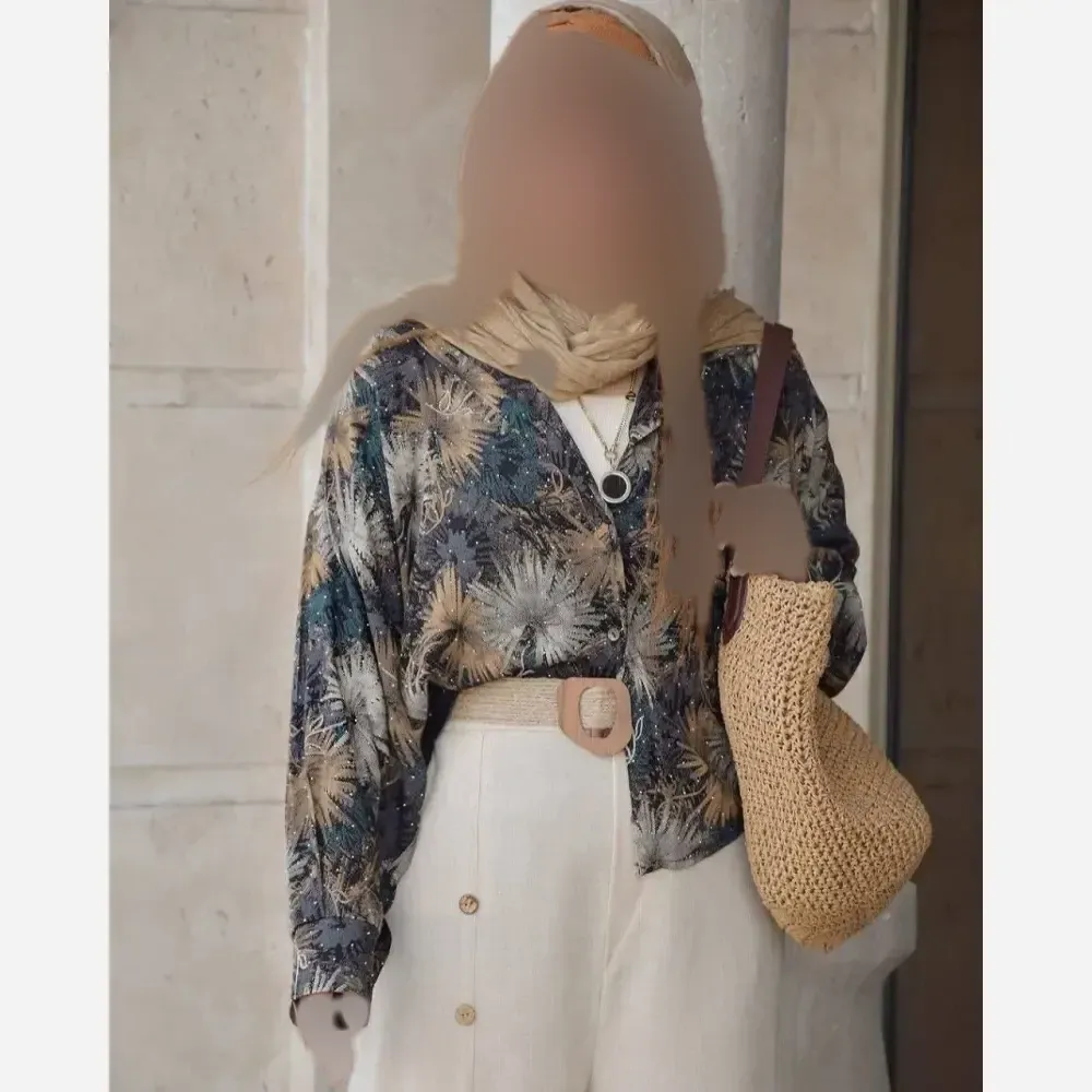 ست شومیز و شلوار هاوایی زنانه جنس اسکاچی و صوفیا سایز 38 تا 46