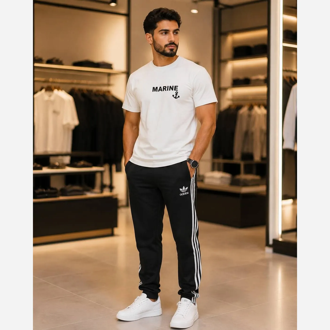 ست تیشرت و شلوار مردانه مدل marin جنس پنبه سوپر اعلا