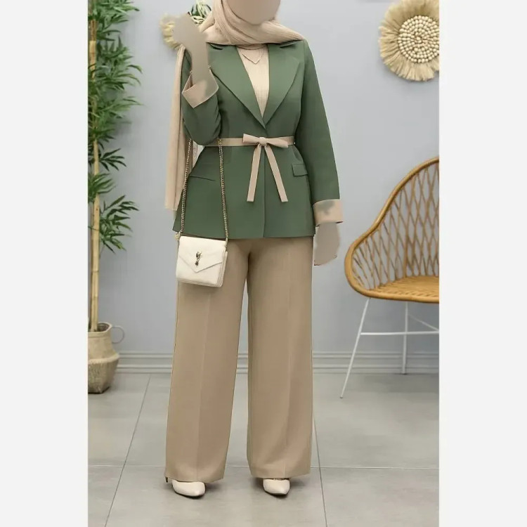 کت شلوار زنانه مزونی مدل موژان جنس صوفیا ژاکارد درجه یک سایز 38 تا 50