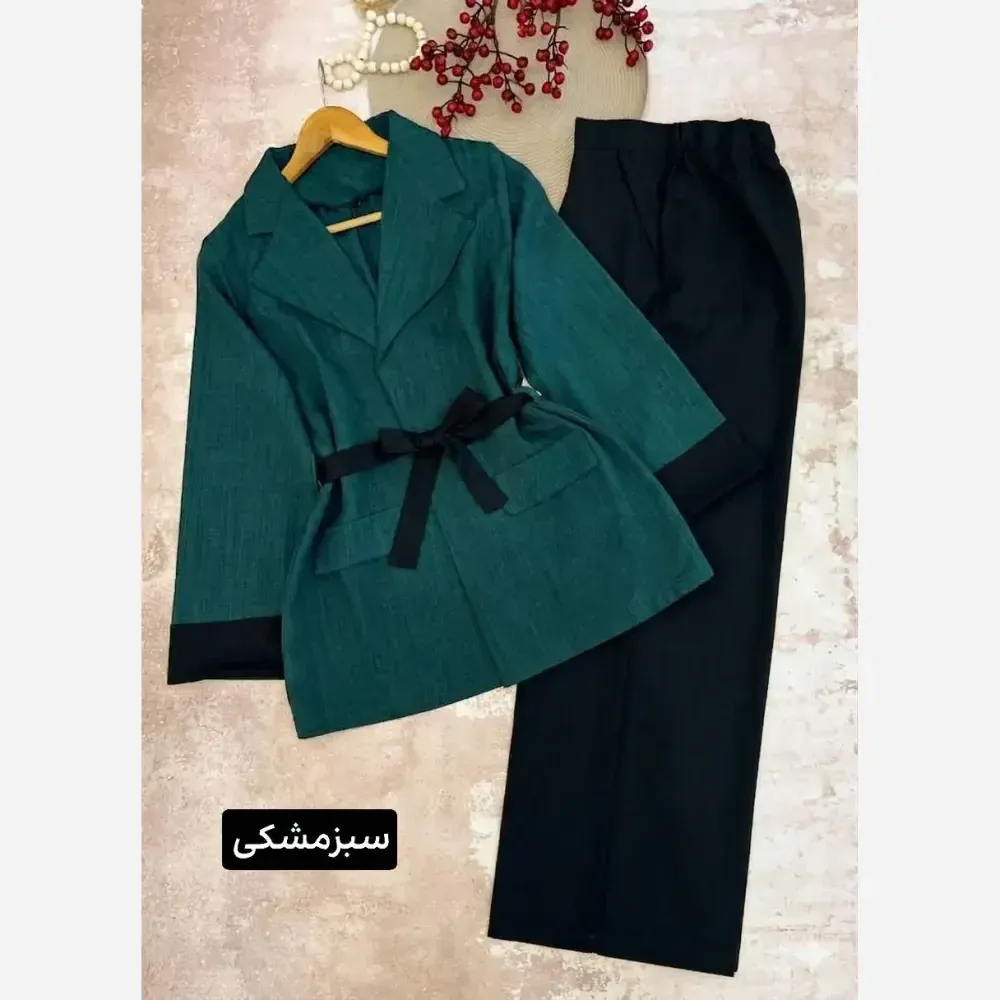 کت شلوار زنانه مزونی مدل موژان جنس صوفیا ژاکارد درجه یک سایز 38 تا 50