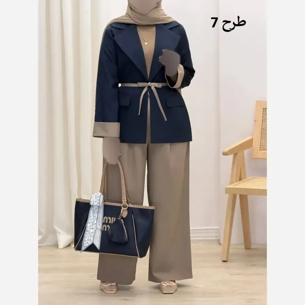 کت شلوار زنانه مزونی مدل موژان جنس صوفیا ژاکارد درجه یک سایز 38 تا 50
