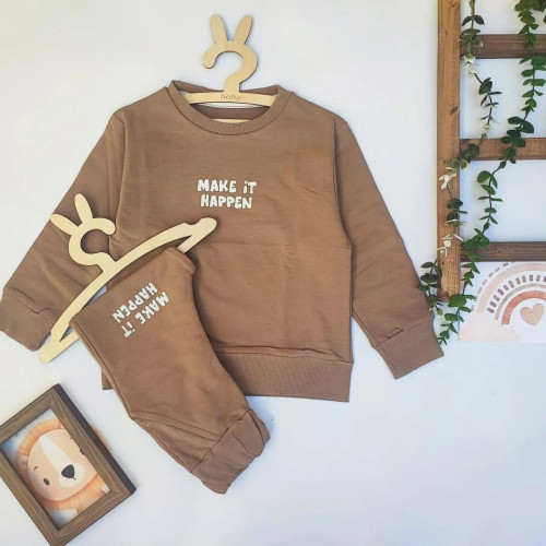ست بلوز و شلوار بچگانه دورس دو نخ طوسی رنگ مدل راحتی و پاییزی