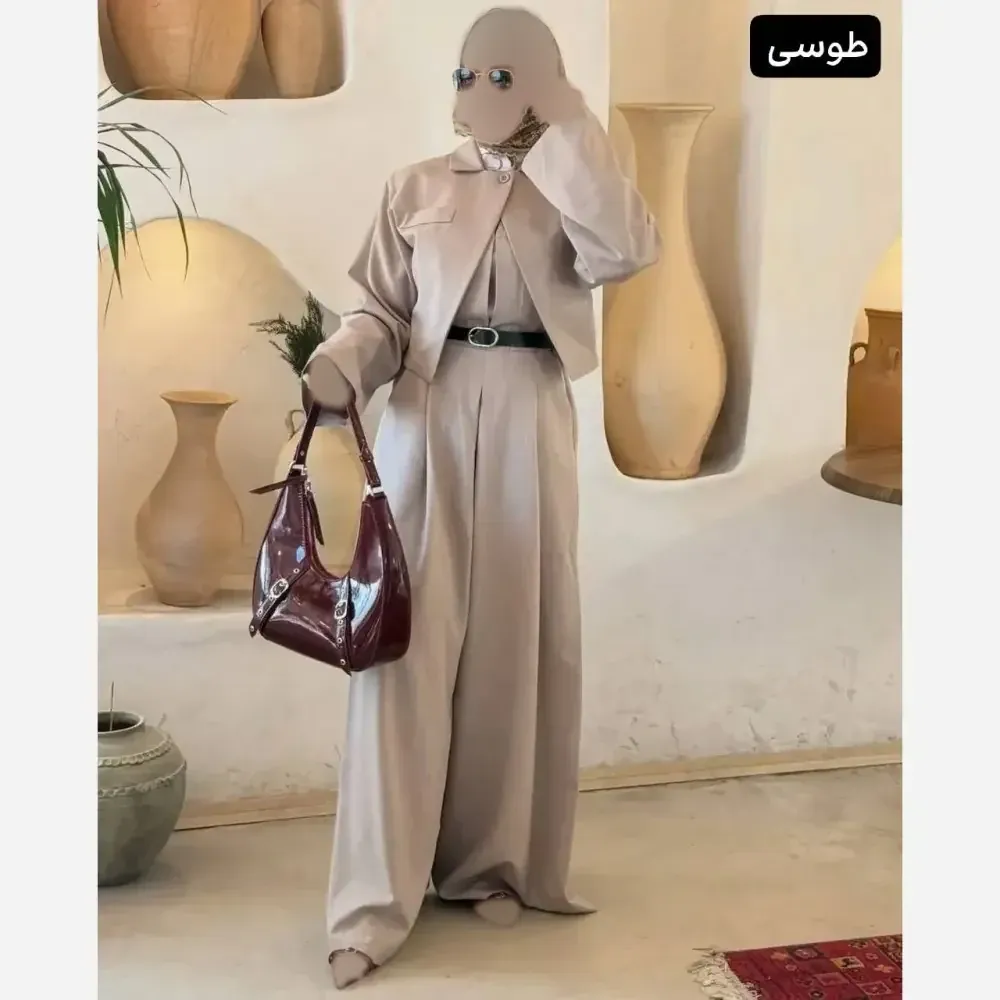 ست اورال و کت زنانه مدل ملکا جنس شانتون صوفیا فری سایز