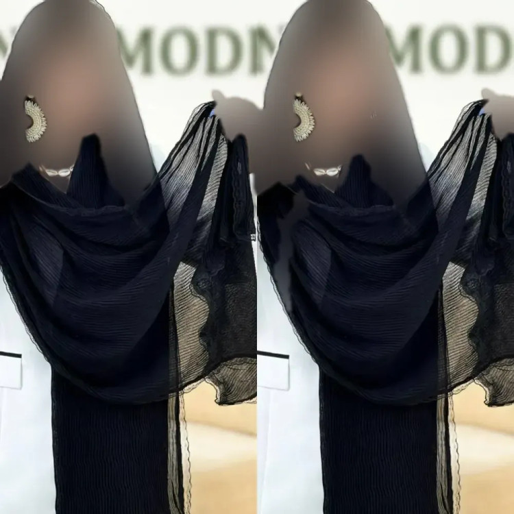 شال پلیسه لبه توری مشکی مجلسی ابعاد 60 در 180 سانتیمتر