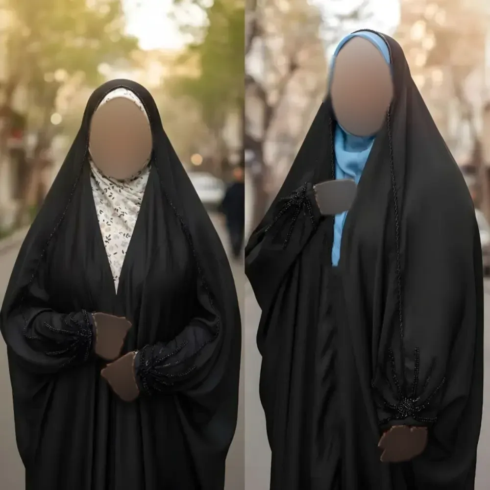 چادر جده آذرخش جنس کرپ حریرالاسود مشکی