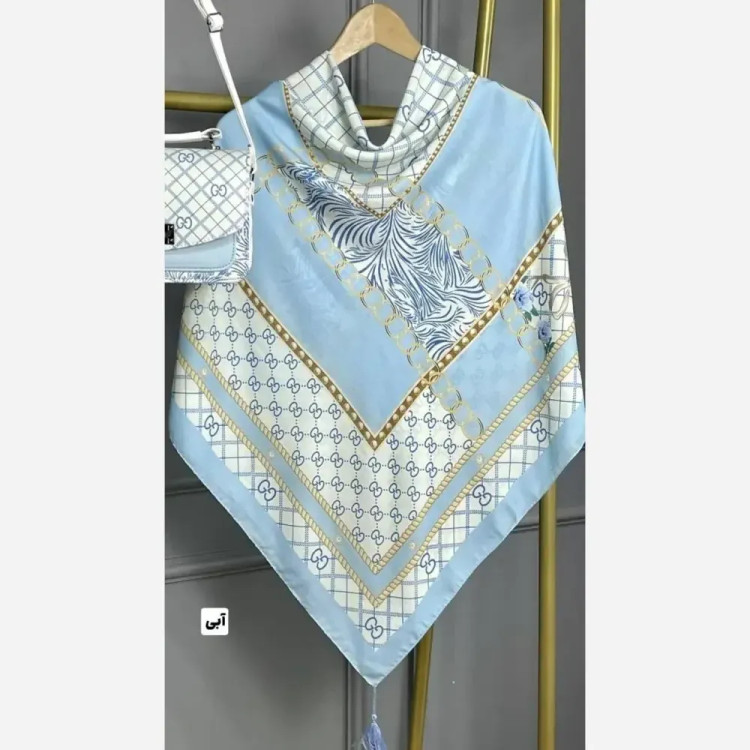 روسری نخی قواره 130 طرح گوچی پاپیون منگولهدار