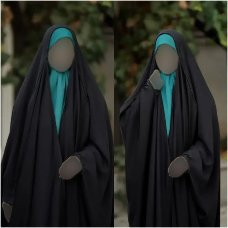چادر جده مرواریدی مشکی جنس کرپ حریرالاسود در سایزبندی متنوع