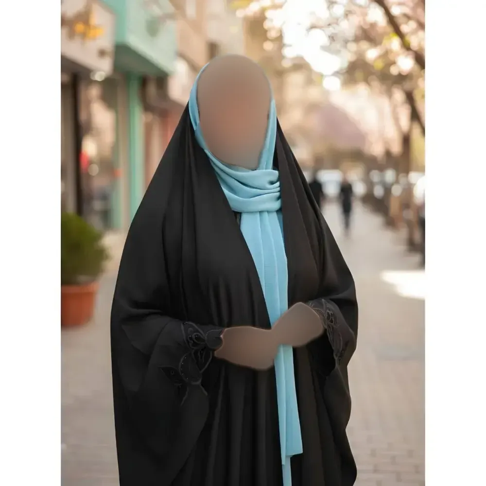 چادر جده گلدوزی شده جنس کن کن ندا مروارید مشکی