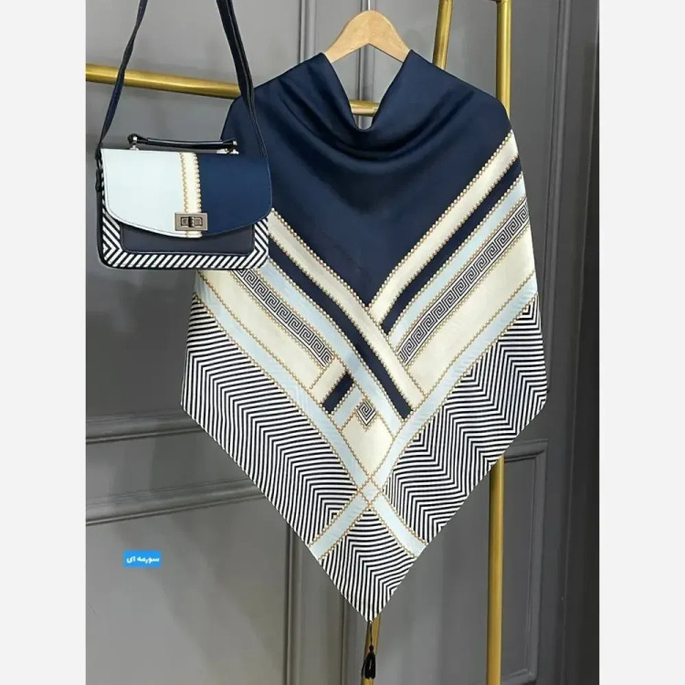 ست کیف و روسری ورساچه مدل تیبا جنس مخمل و چرم با روسری نخی منگولهدار