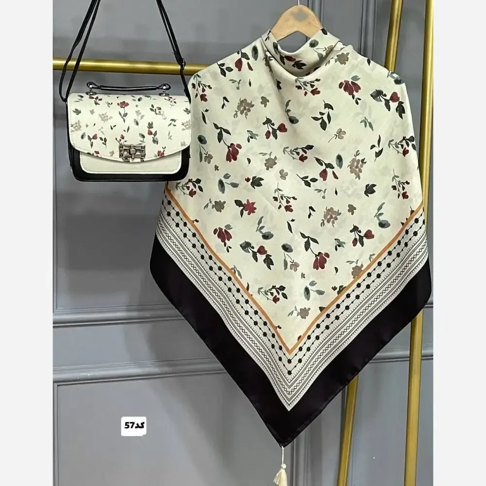 ست کیف و روسری گوچی با کیف مخمل و چرم و روسری نخی منگولهدار قواره 130
