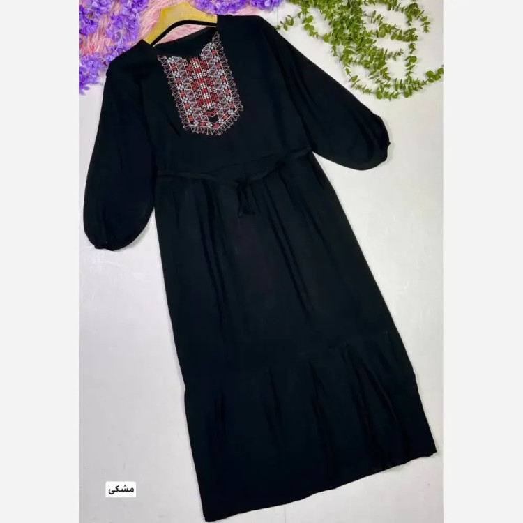 پیراهن ساحلی زنانه نخی گلدوخت سایز 40 تا 50