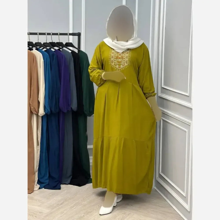 پیراهن ساحلی زنانه نخی گلدوخت سایز 40 تا 50