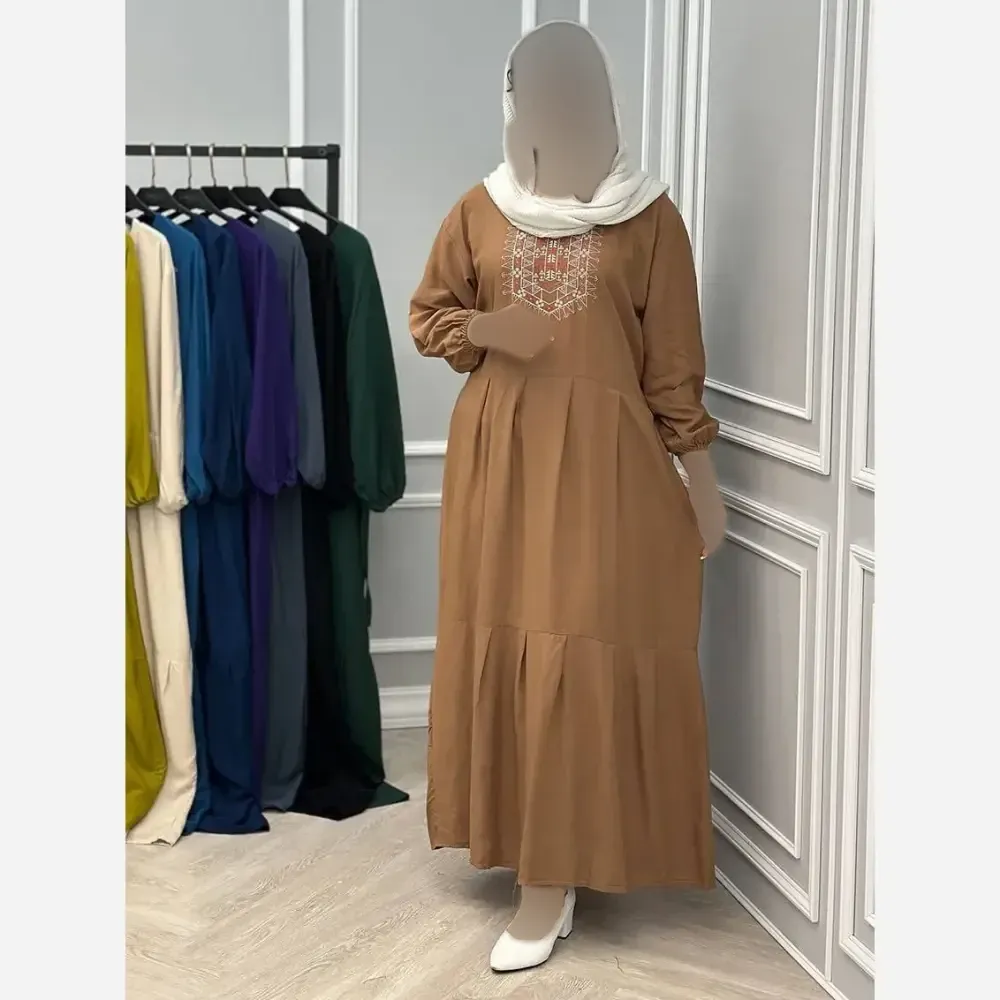 پیراهن ساحلی زنانه نخی گلدوخت سایز 40 تا 50
