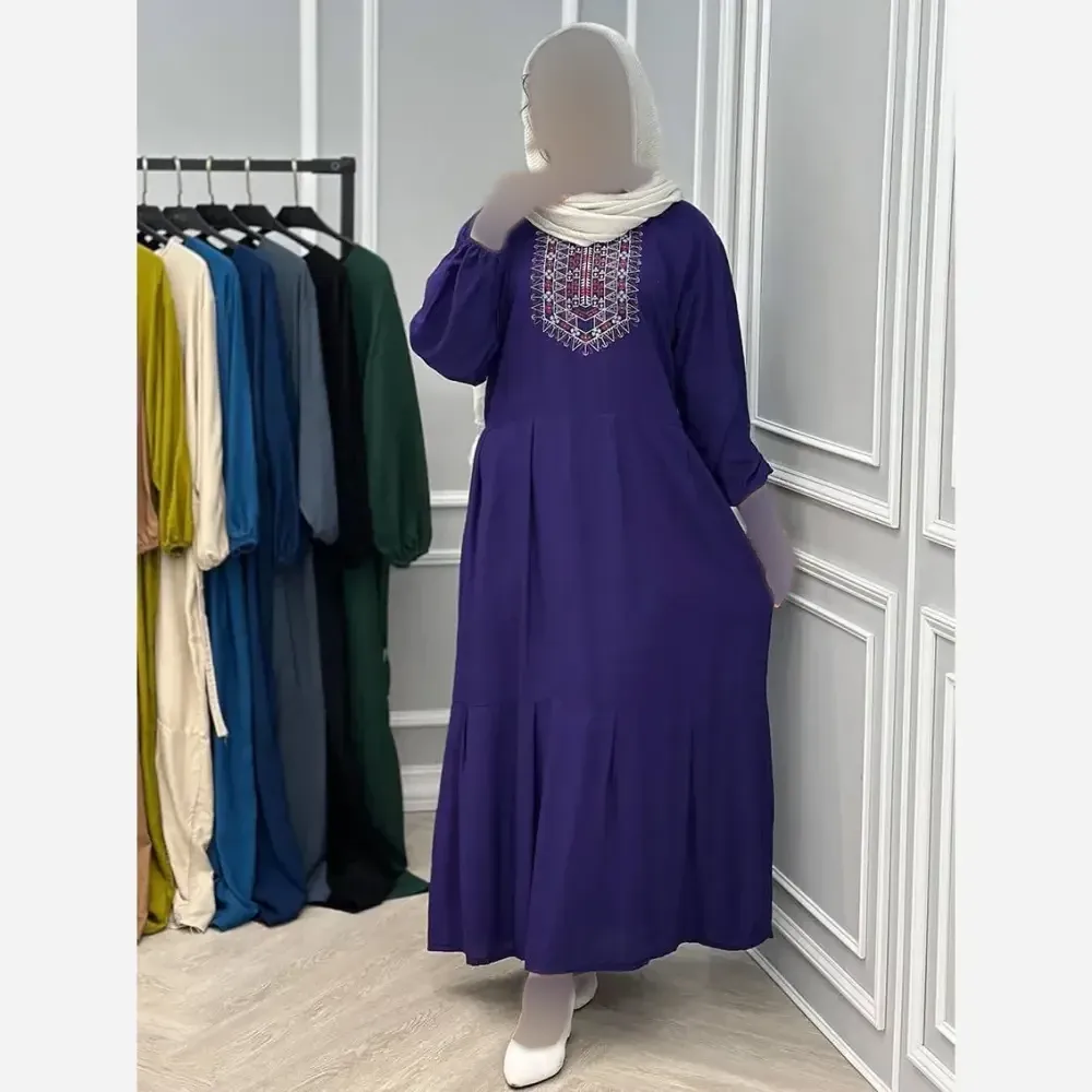 پیراهن ساحلی زنانه نخی گلدوخت سایز 40 تا 50
