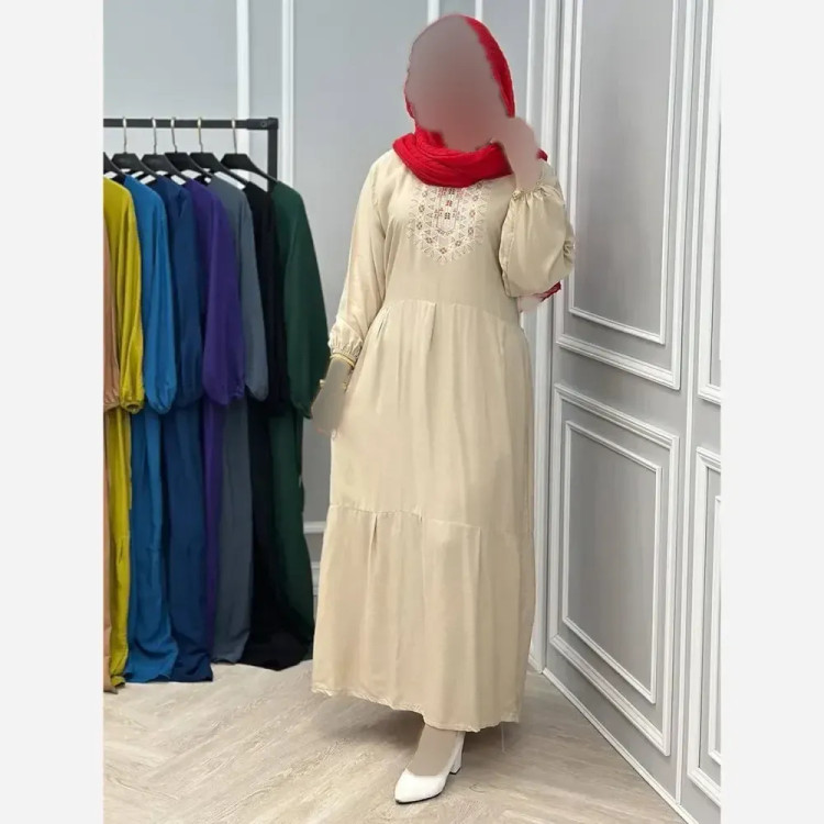 پیراهن ساحلی زنانه نخی گلدوخت سایز 40 تا 50