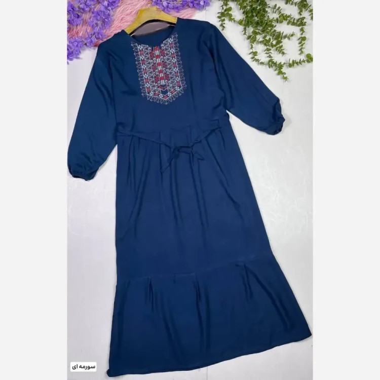 پیراهن ساحلی زنانه نخی گلدوخت سایز 40 تا 50