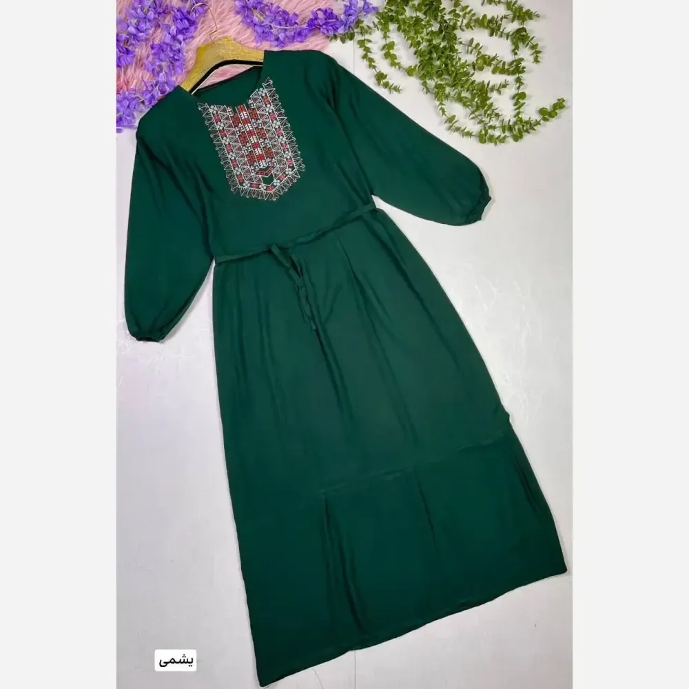 پیراهن ساحلی زنانه نخی گلدوخت سایز 40 تا 50