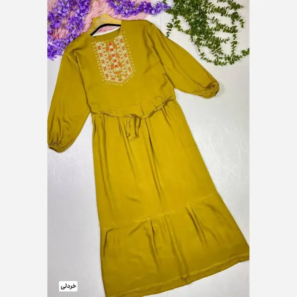 پیراهن ساحلی زنانه نخی گلدوخت سایز 40 تا 50