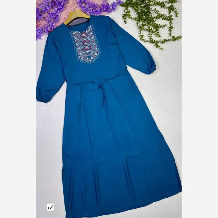 پیراهن ساحلی زنانه نخی گلدوخت سایز 40 تا 50