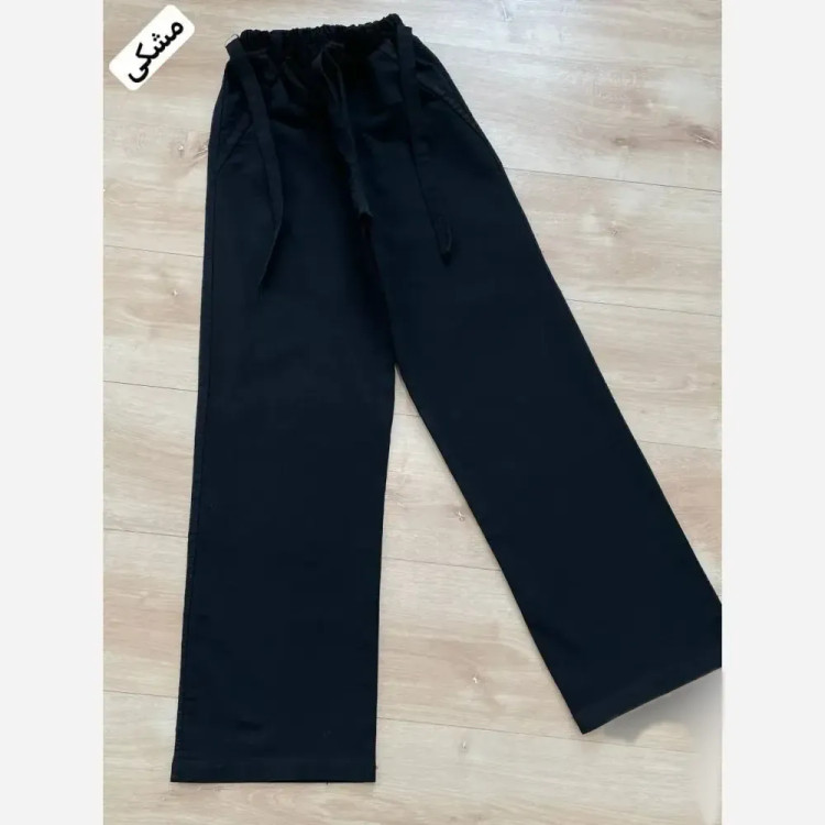 شلوار بگ طرح جین کمر کش کمربند دار قد 100 سایز 38 تا 52