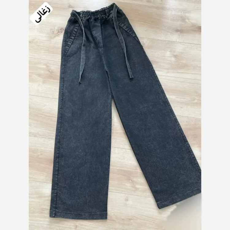 شلوار بگ طرح جین کمر کش کمربند دار قد 100 سایز 38 تا 52