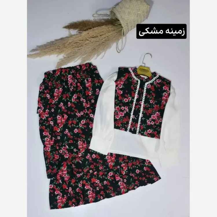 ست سه تیکه زنانه شومیز لینن و دامن و جلیقه بوگاتی مدل دنیز فری سایز