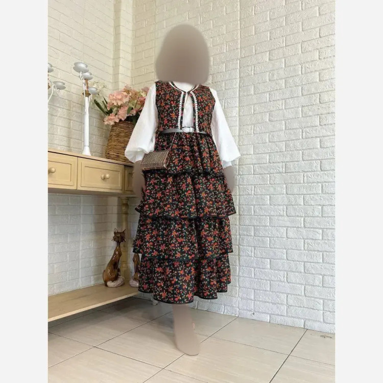 ست سه تیکه زنانه شومیز لینن و دامن و جلیقه بوگاتی مدل دنیز فری سایز