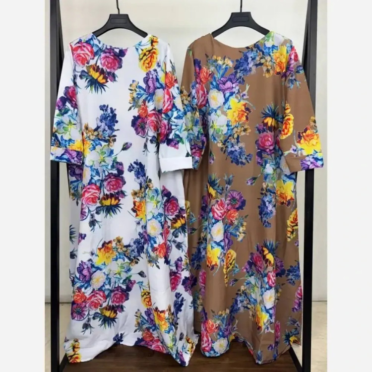 پیراهن زنانه لنین ایتالیایی مدل گلنار فری سایز 38 تا 48