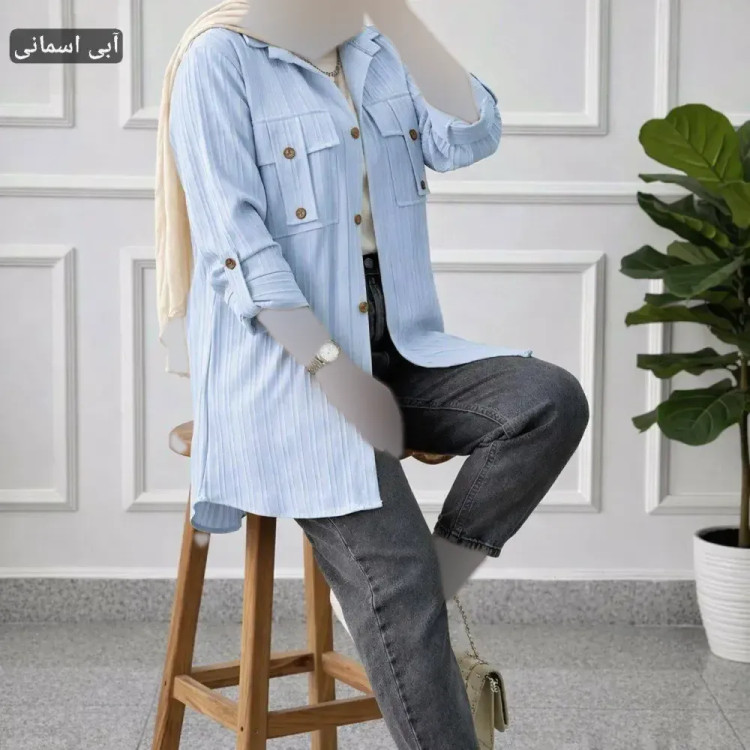 شومیز زنانه مدل جیب صلیبی جنس ایوا فری سایز 36 تا 46