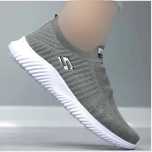کفش کتانی زنانه اسکیچرز بافتی مناسب پیاده روی رنگ مشکی و طوسی سایز 37 تا 40