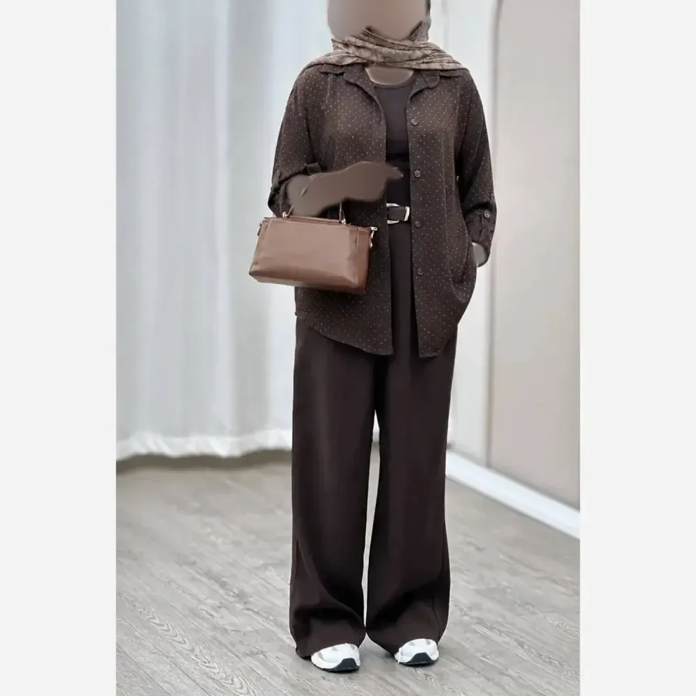 شومیز زنانه نگین دار سایز بزرگ جنس پری سایز 46 تا 50