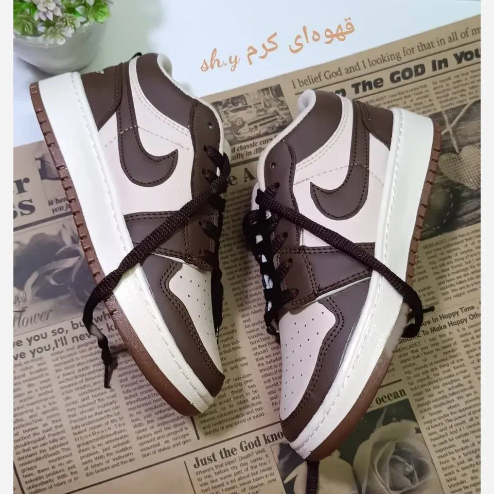کفش کتانی جردن نایک زنانه جنس چرم حوله ای با کفی طبی و زیره پیو رابر