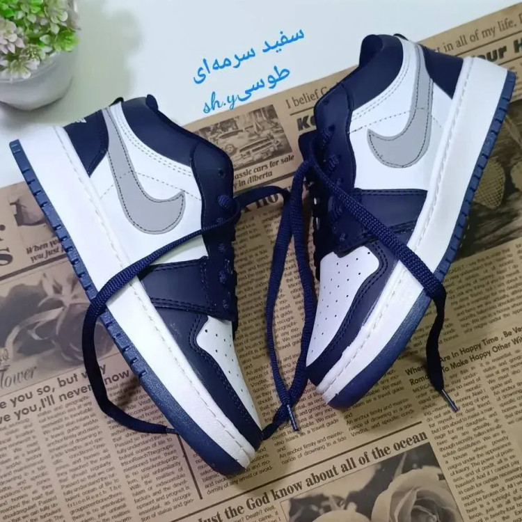 کفش کتانی جردن نایک زنانه جنس چرم حوله ای با کفی طبی و زیره پیو رابر