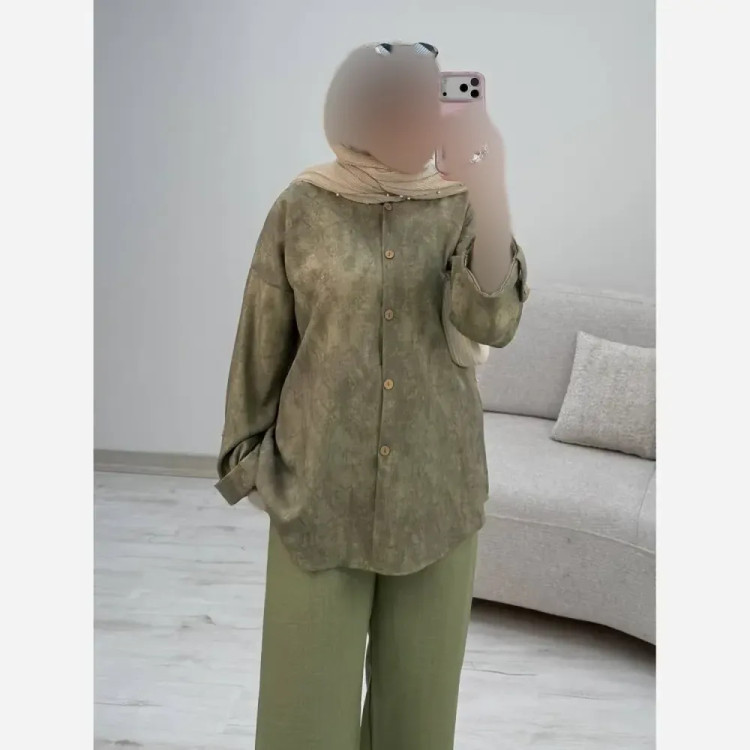 ست شومیز و شلوار زنانه مدل شقایق جنس شانتون فری سایز 38 تا 46