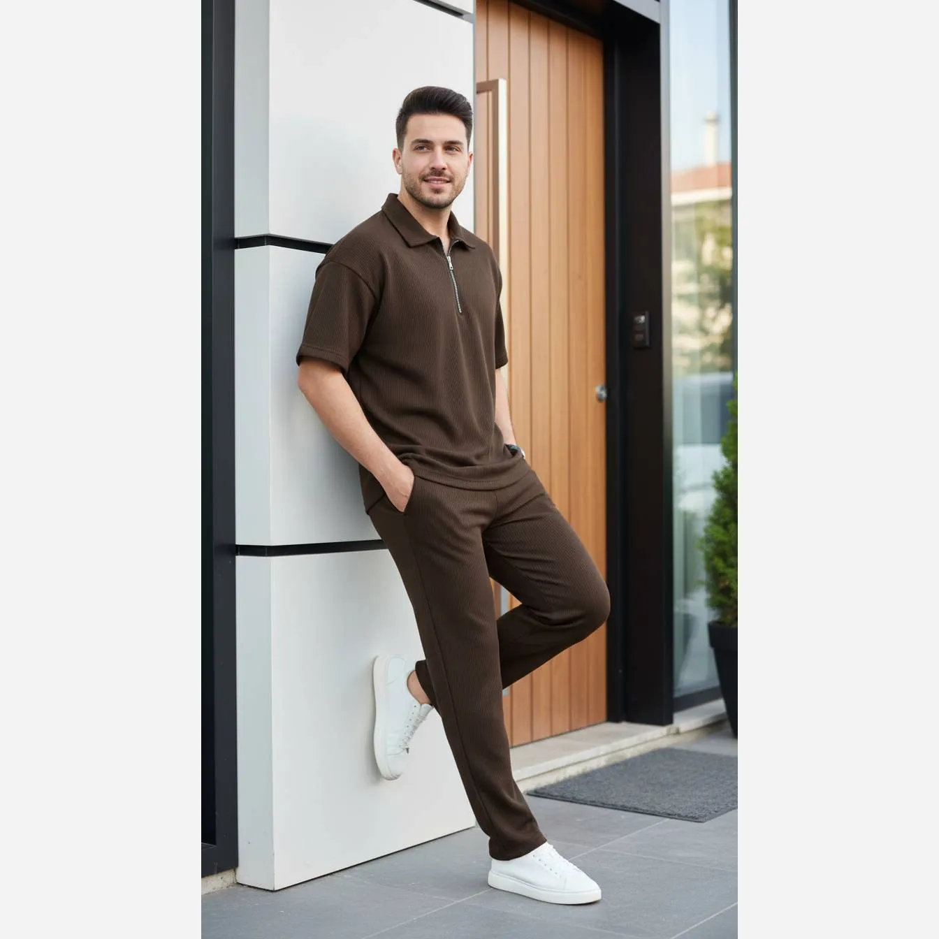 ست مردانه نیم زیپ جنس بیسکویتی فری سایز