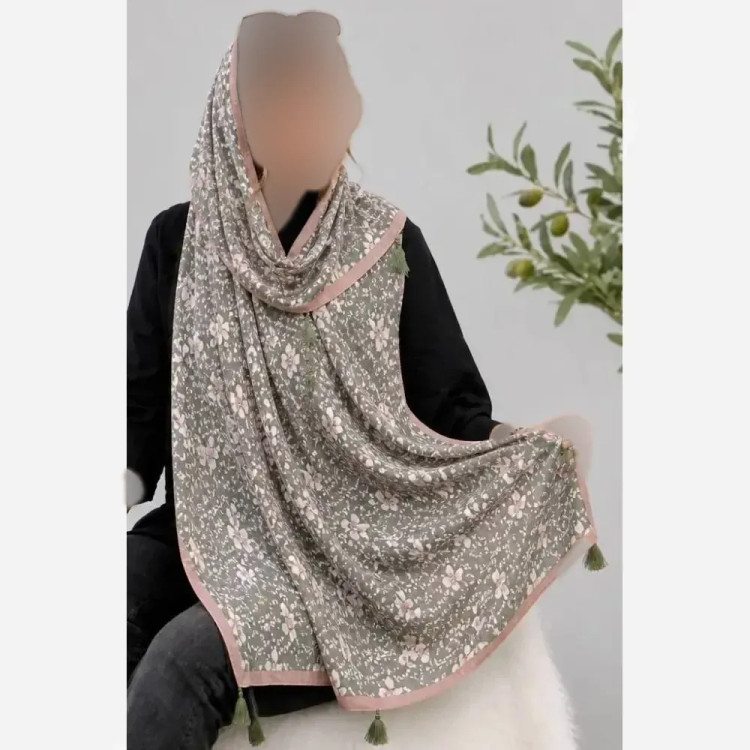 شال برشکا گل گلی پلیسه قواره بزرگ ابعاد 175 در 75 سانتی متر