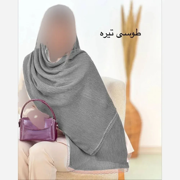 شال پلیسه لبه توری مجلسی زنانه ابعاد 180 در 75 سانتیمتر